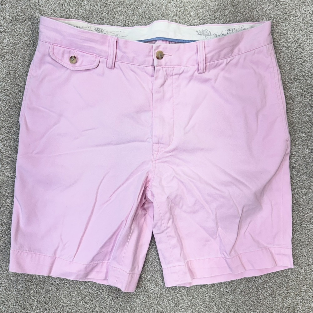 Polo Ralph Lauren Shorts Mens 33 Straight Fit Pink Cotton Chino EUC